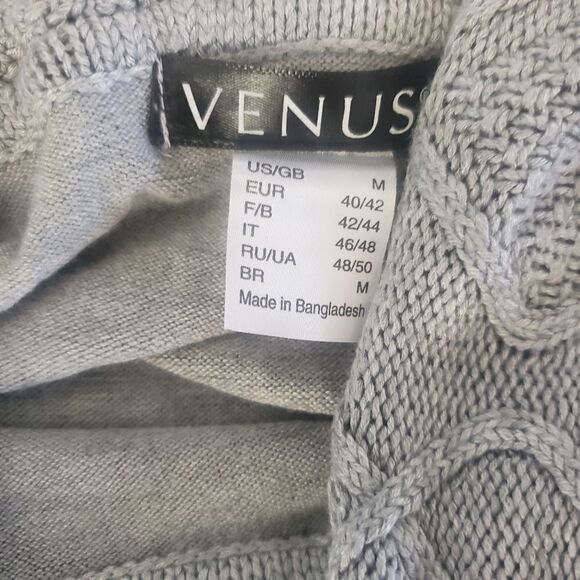 VENUS Women’s Knit Sweater Dress Size Medium Long Sleeve Cowl Neck Grey Buckle - Picture 4 of 5